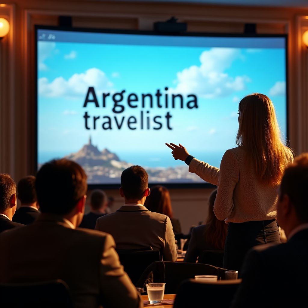 Lucía Fernández presentando nuestra guía en la Feria de Turismo